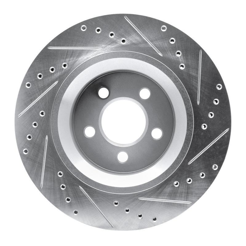 Jeep Liberty Brake Rotor (1) - Front Left - R1 Concepts - Drilled & Slotted - Silver - `11-`12